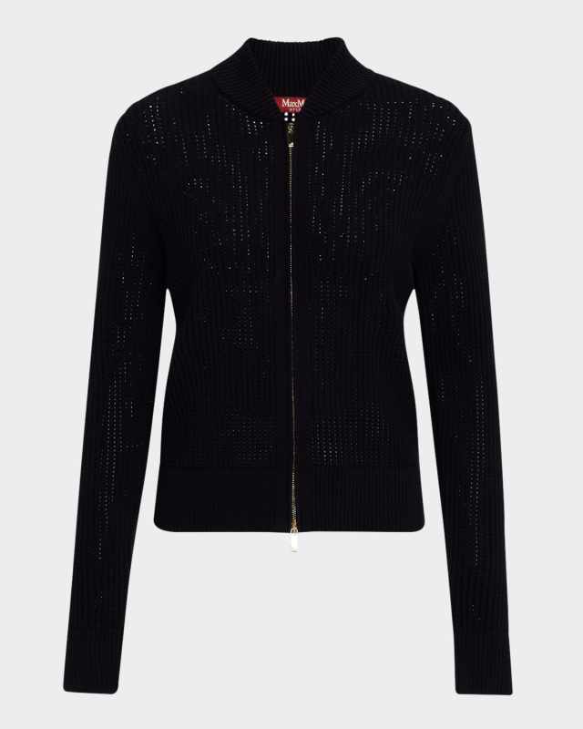 Cobalto Zip-Front Knit Jacket